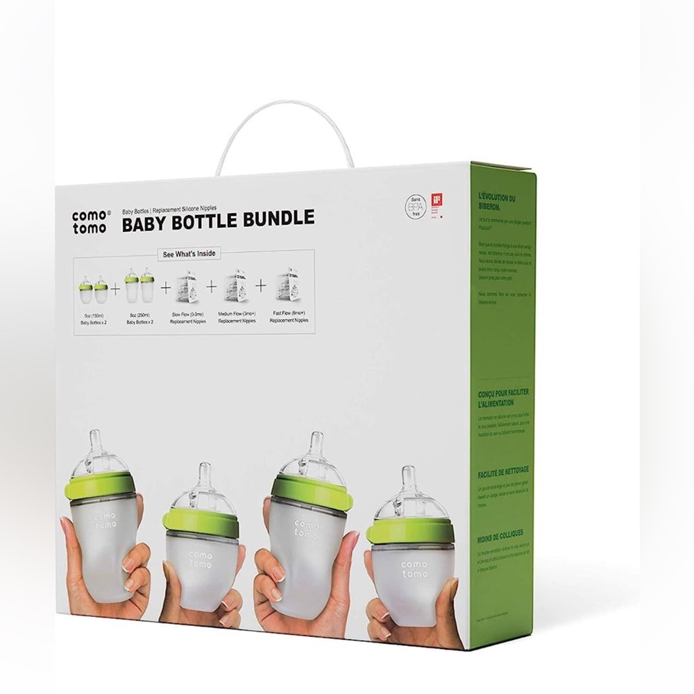 BRAND NEW Comotomo Baby Bottle Bundle, Green, (7 Piece Set)